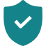 Blue shield icon with a checkmark symbolizing security.